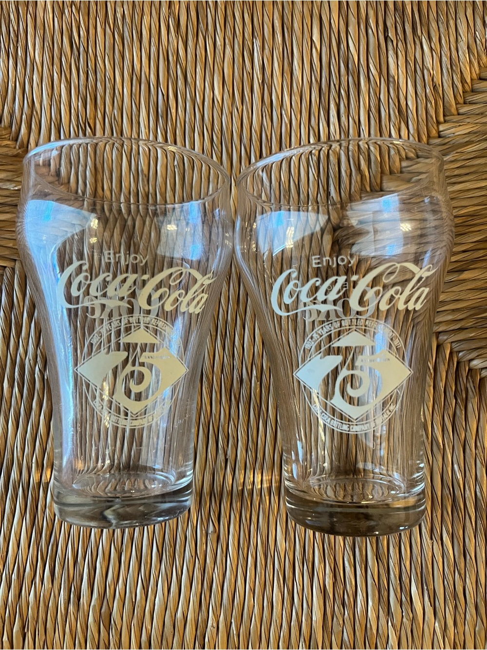 Vintage 1977 Coca-Cola 75th Anniversary Glasses - Set of 2